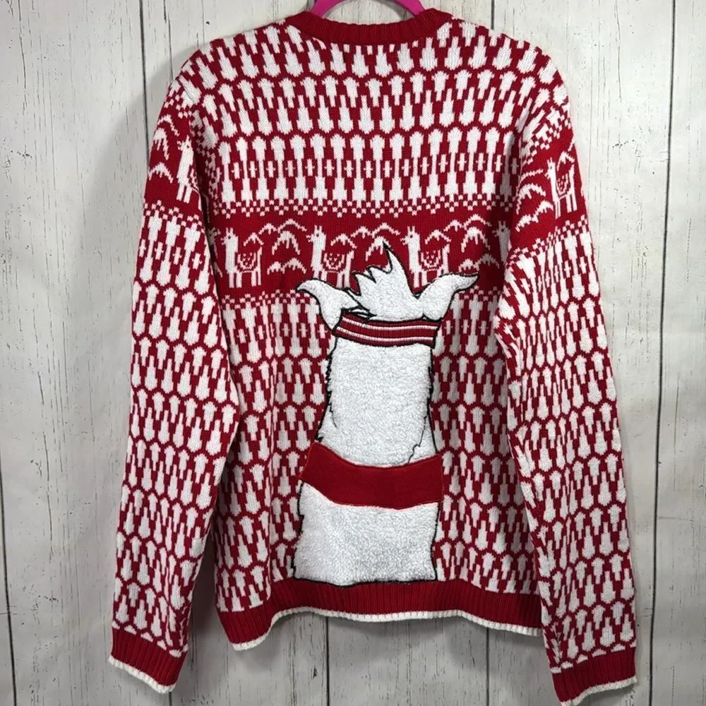Blizzard Bay Llama Christmas Sweater Red White Fun Ugly Holiday Festive Winter